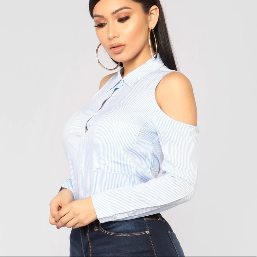 Boss AF striped top light blue